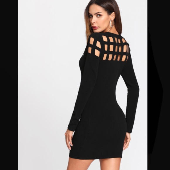 Geo Cut Yoke Form Fitting Dress - Picture 3 of 6